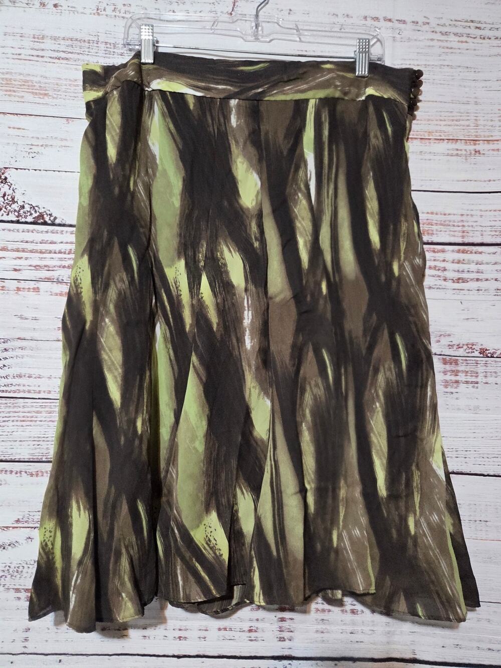 Intriguing Threads Skirt Ladies 16 Midi Green Brown Vintage